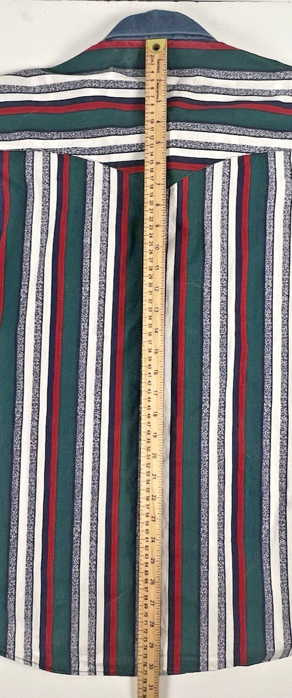 Vtg Ruddock Bros Shirt Mens L Multicolor Stripe Western Twill USA 90s Cowboy