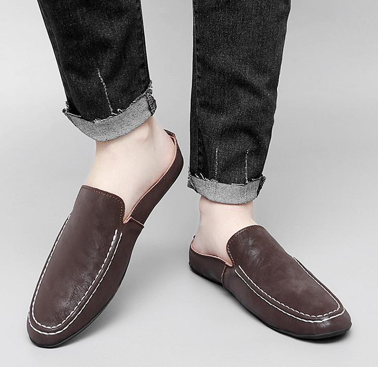 Men’s Faux Leather Pumps Shoes Business Casual Pointy Toe Gommino Slingback Chic