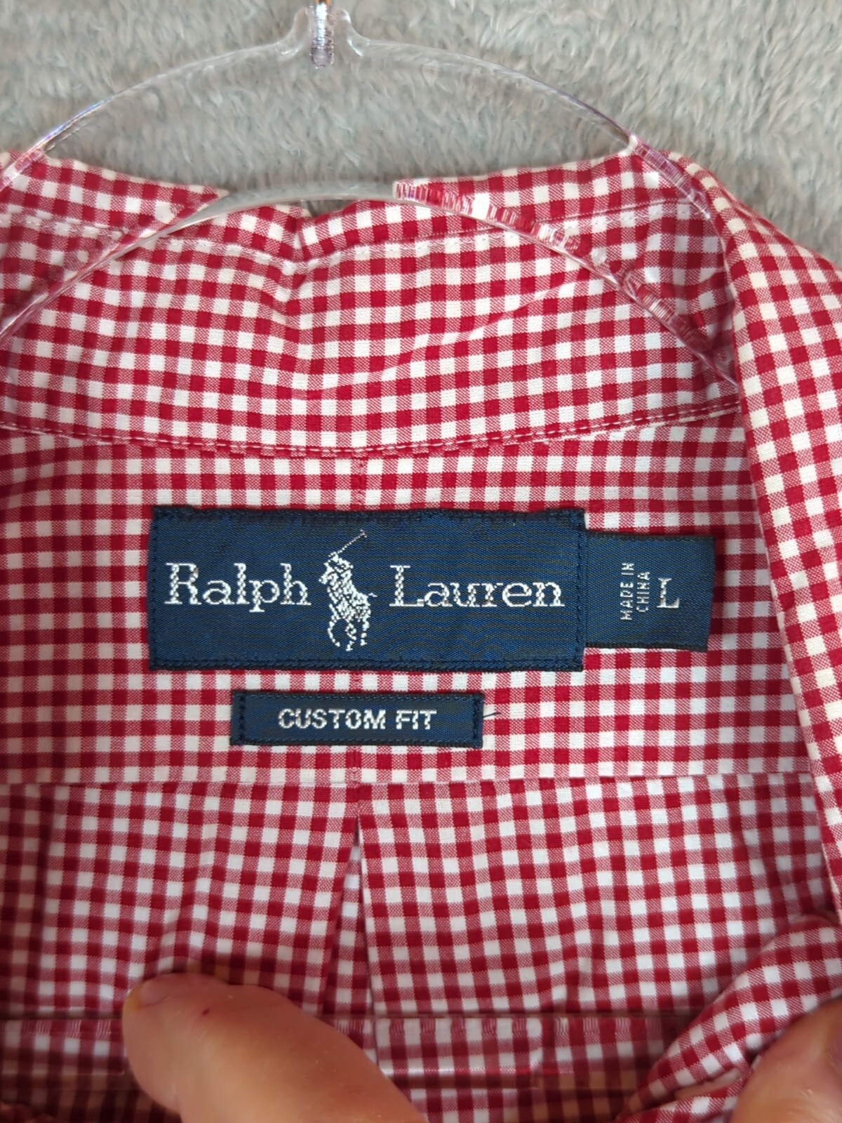 Ralph Lauren red Gingham Shirt Long Sleeve Size L Custom Fit