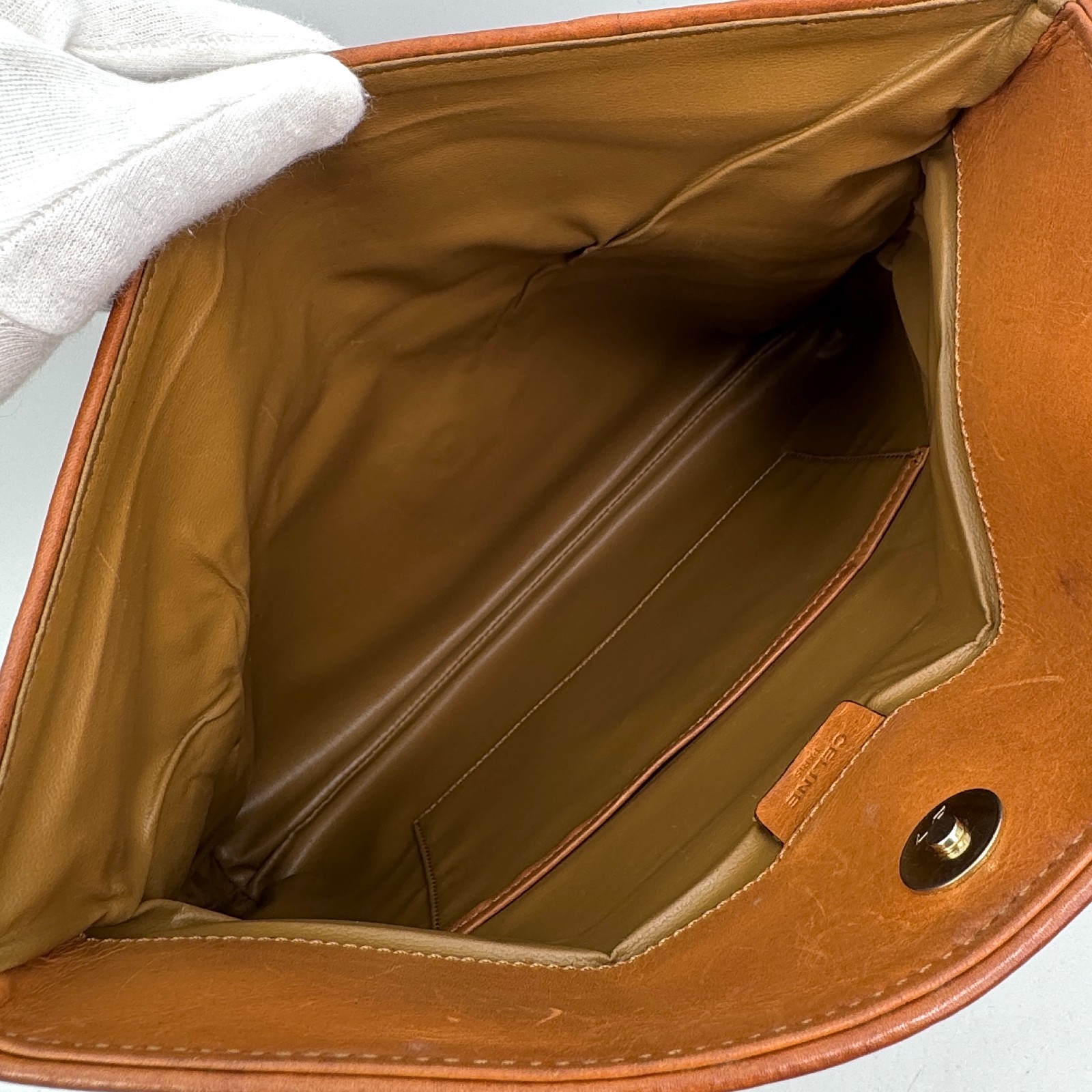 Vintage CELINE Macadam Flap clutch Bag Purse Pouch Brown