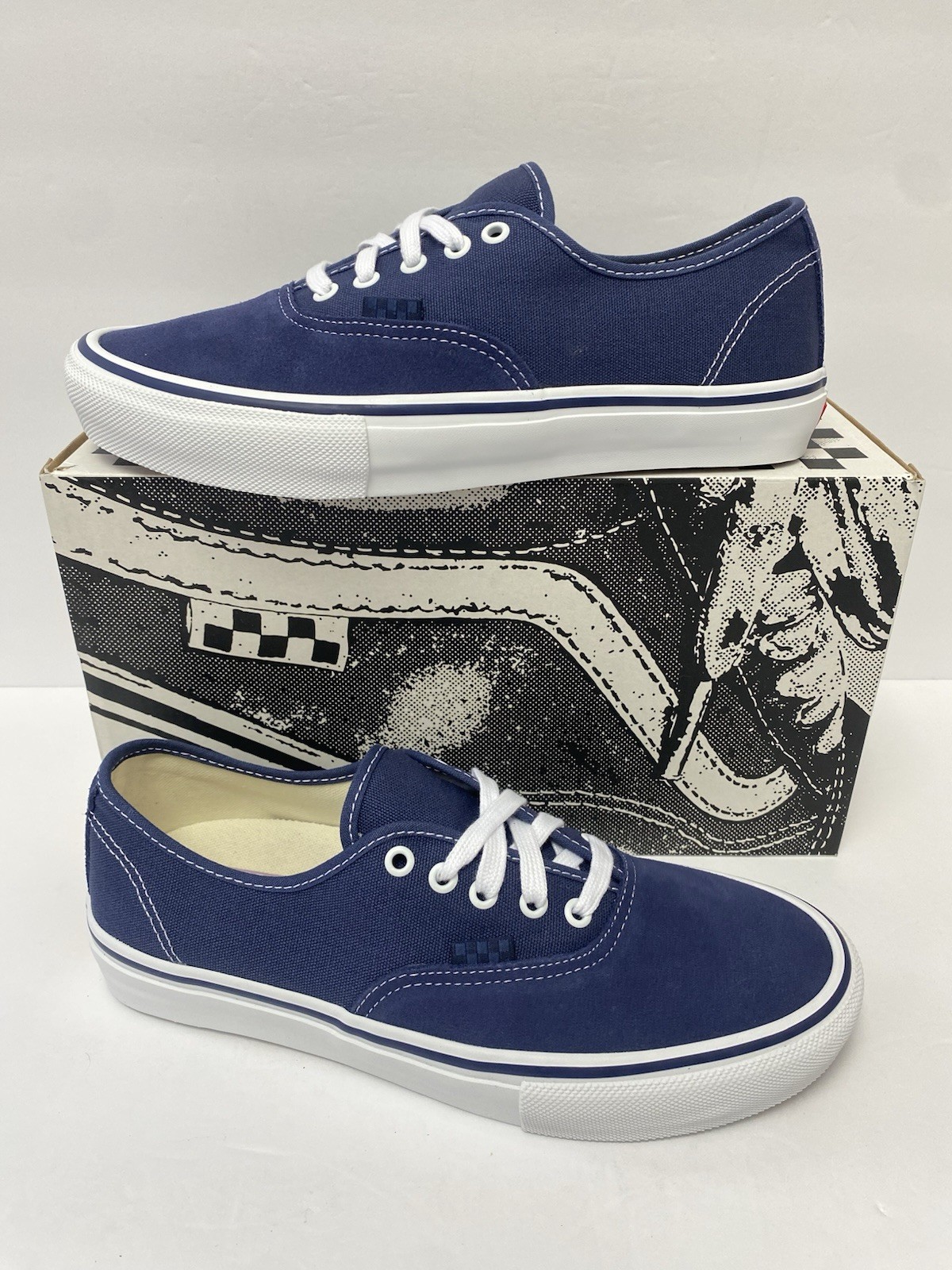 VANS M 13 SKATE Authentic Midnight Blue White Pop Cush Dura Cap Shoes New In Box