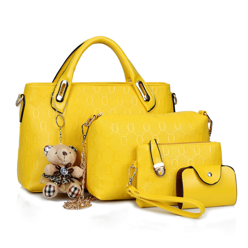 4Pcs/Set Women Lady Leather Handbags Messenger Shoulder Bags Tote Satchel Purse
