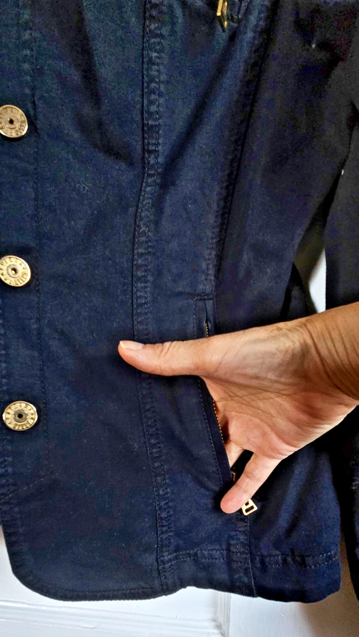 Apanage double breasted metal buttoned blazer cotton woman Sz M Navy blue