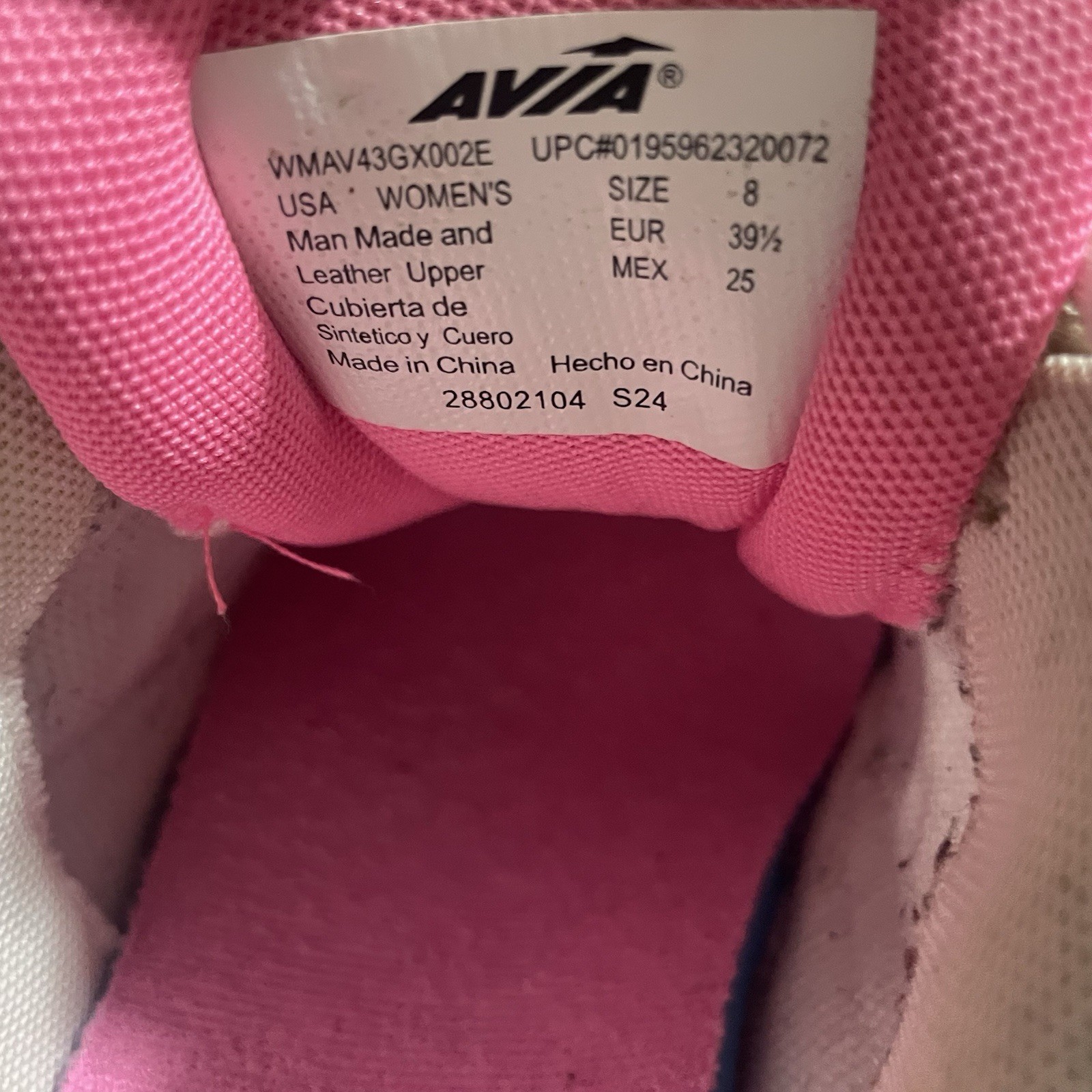 Avia Women’s 5000 Performance Sneakers Pink Silver White EUC Women’s Size 8