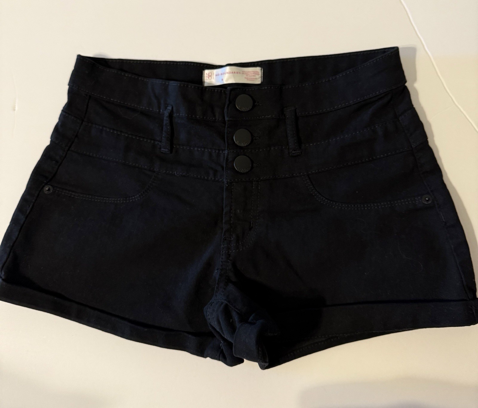No Boundaries NoBo Women’s Size 9 Jet Black Shorts Casual Stretch NWOT