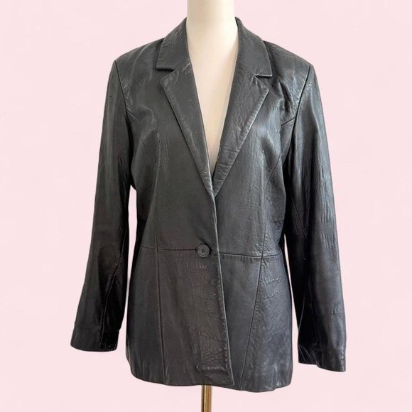 Wilson’s Leather Black 100% Genuine Leather Blazer Size L
