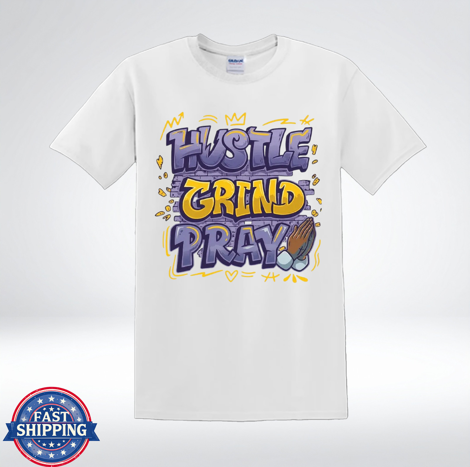 Hustle Grind Pray Shirt Motivational Faith Streetwear T-Shirt