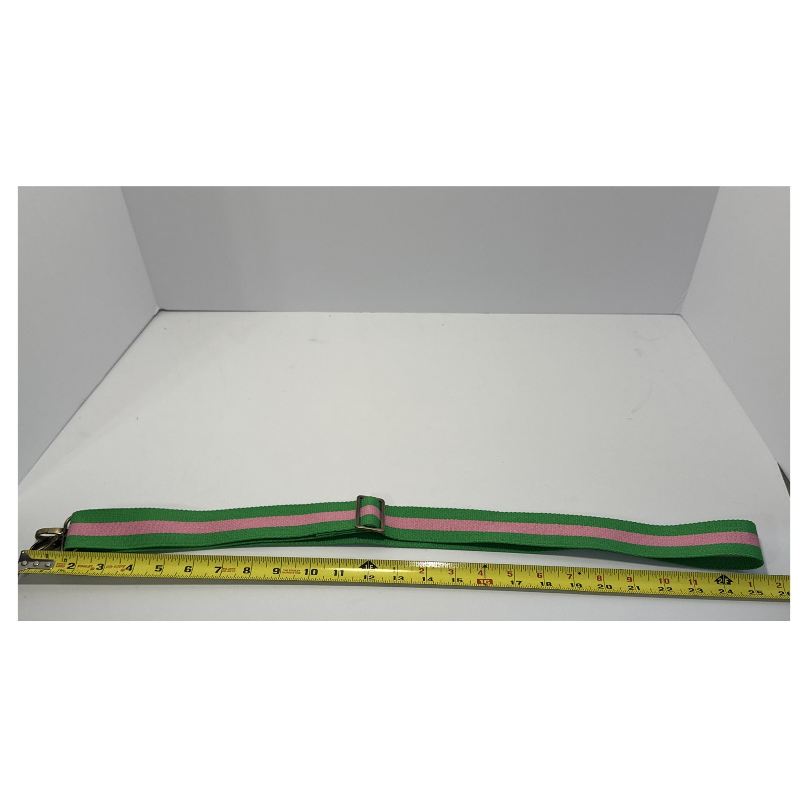 Green Pink Wide Adjustable Purse Shoulder Strap Brass Tone Clips