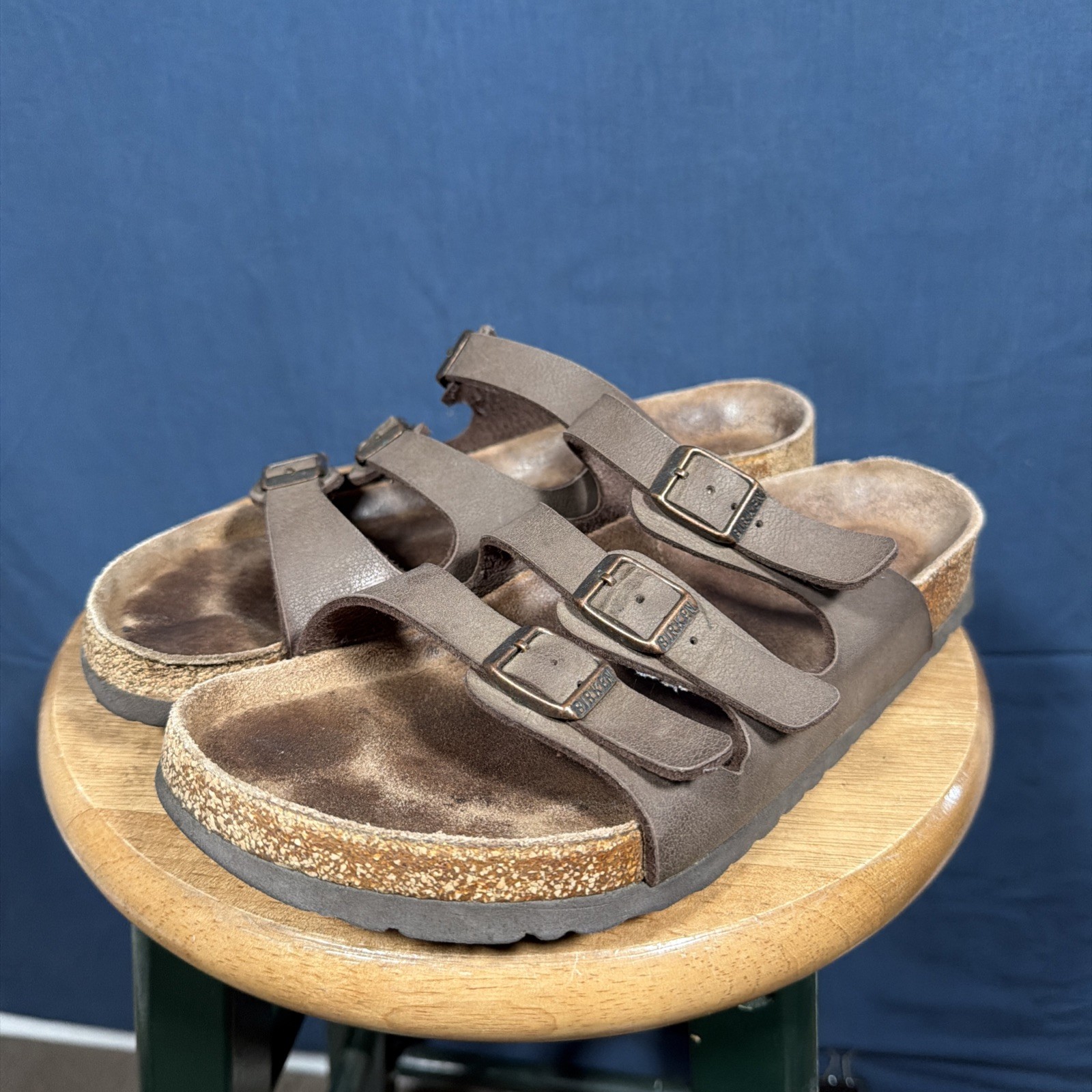 Birkenstock Florida Soft Footbed Brown Sandals 3 Strap Comfort Slides EU 40 US 9