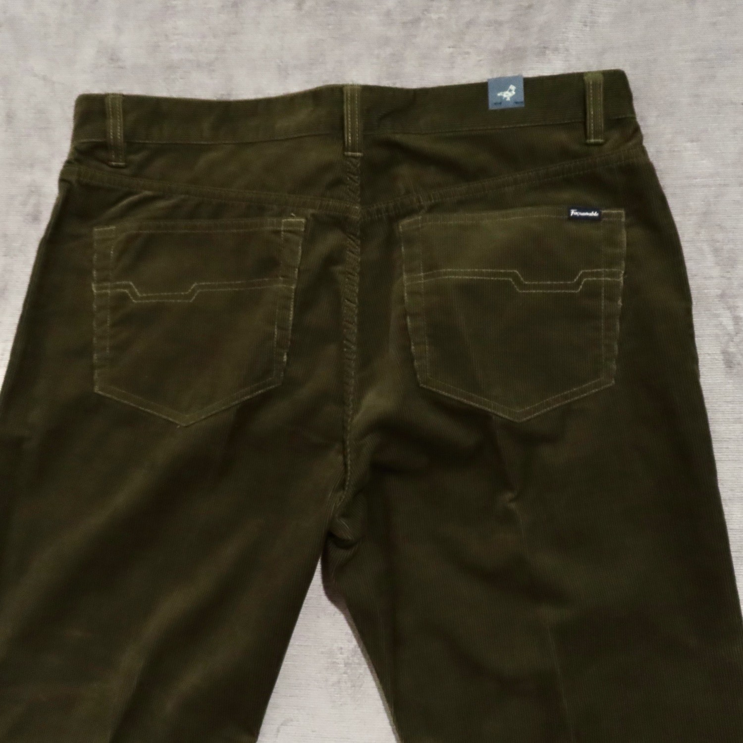 Mens Faconnable 5 Pocket Pants 36R Green Corduroy Cotton Straight Leg 36×33.5