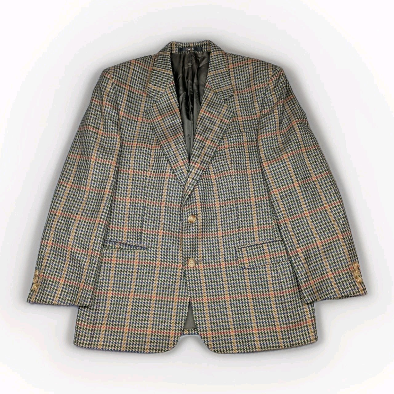 Vintage DAKS Tweed Blazer 100% Wool Mens Chest 42 In. Houndstooth Made In UK