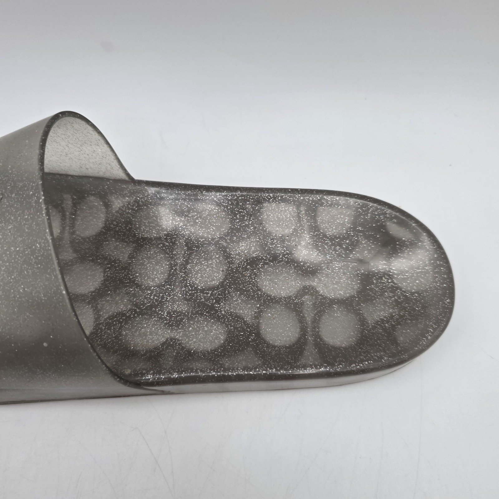 Coach Ulyssa Jelly Clear Slides glitter accent in about a size 10 – 10.5