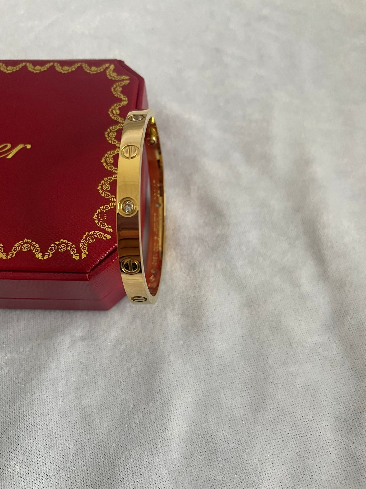 Cartier Big C Diamond Cut Frameless BLACK Lens Gold Frame & Certification Papers