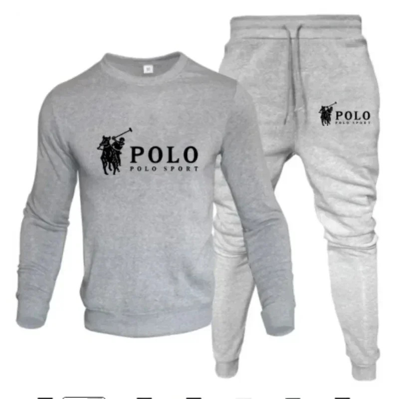 Men Autumn Winter Sweatshirt and Jogger Pants Set Casual Fitness Outfit