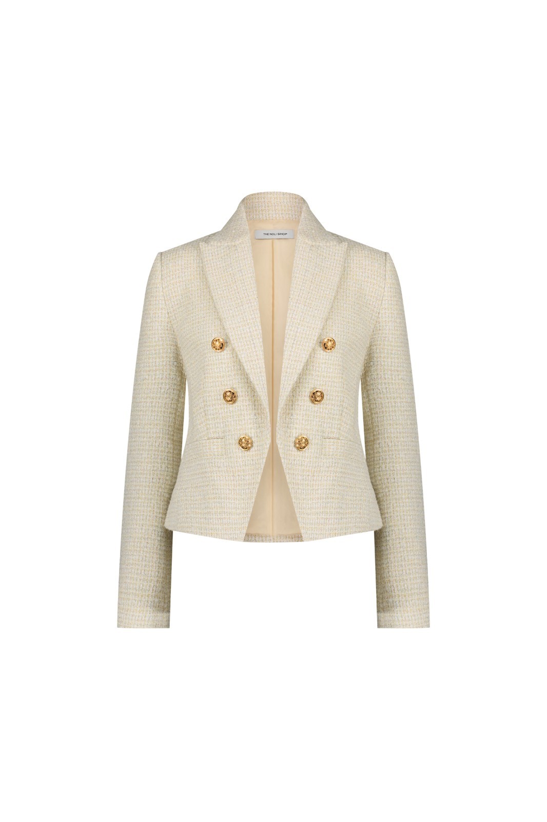 Gabrielle Tweed Double Breasted Blazer – Beige THE NOLI SHOP