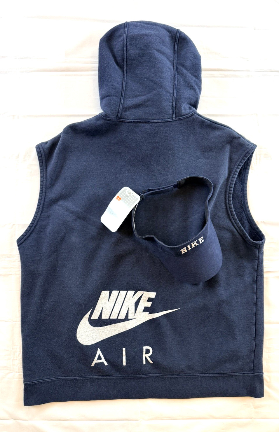 Vintage Nike Sleeveless Pullover Vest Hooded Sweatshirt + NWT Nike Visor Hat Y2K