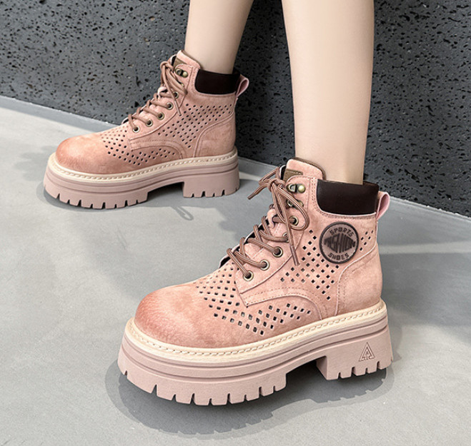 Summer Hollowed Out Ankle Boots Womens Outdoor Hiking High Top Workwear ShoesNew