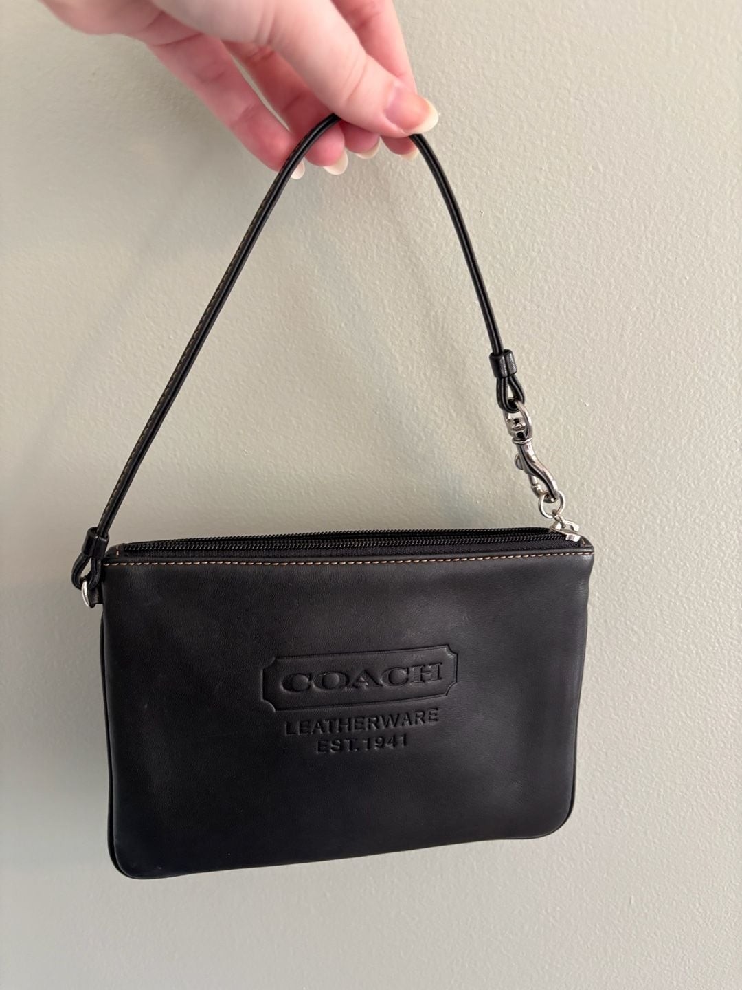 Coach Leatherware Est. 1941 Debossed Leather Wristlet