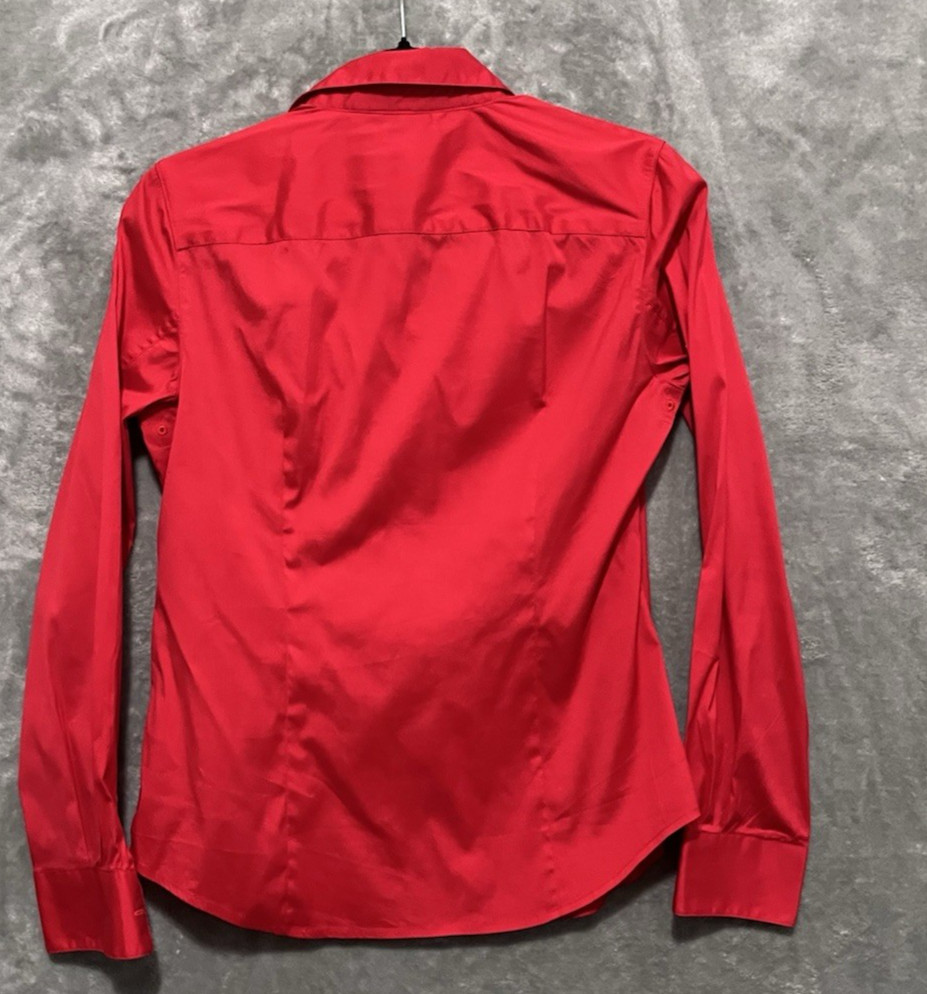 Victorinox Womens SZ Medium Red Long Sleeve Button Up Shirt Swiss Army