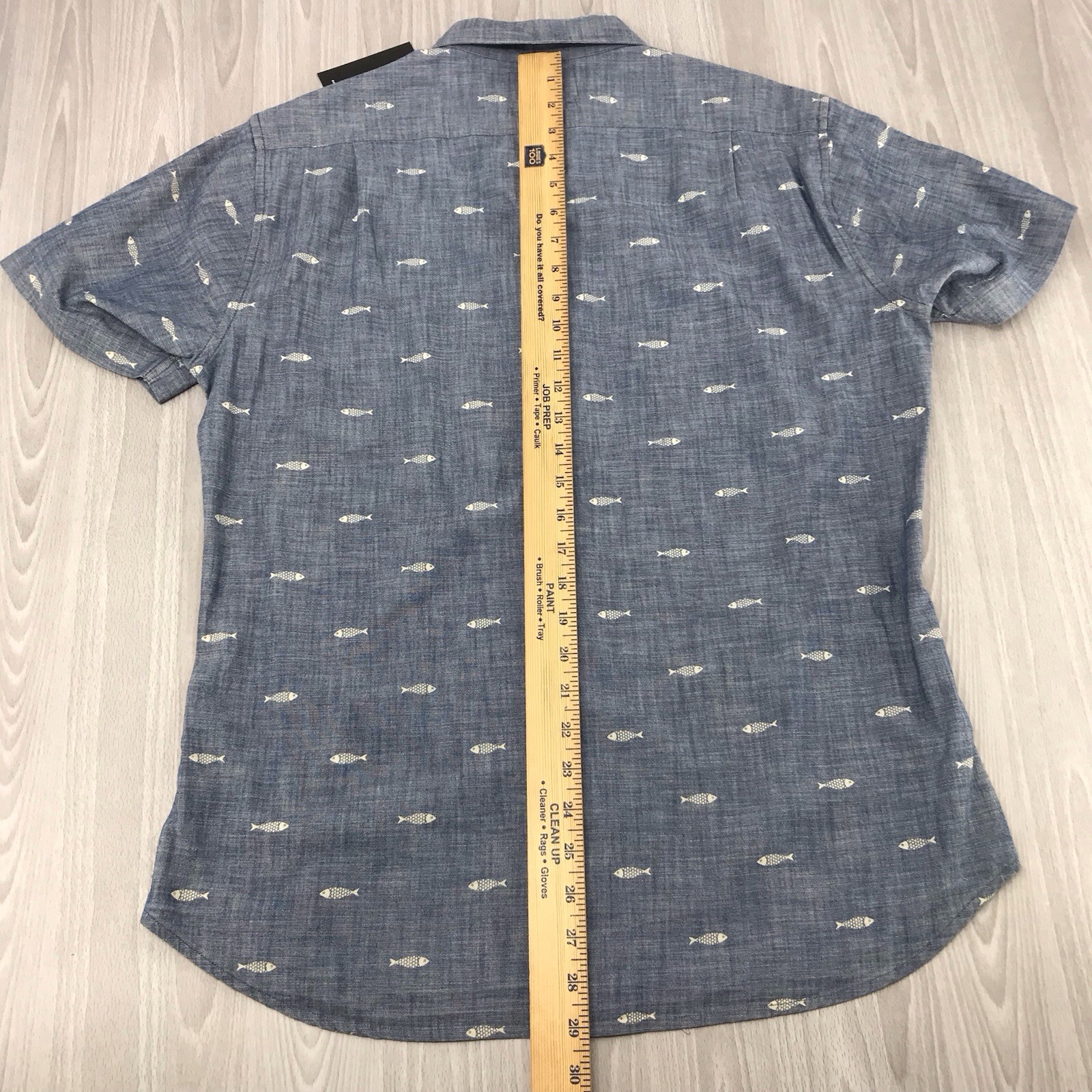Bonobos Men’s Slim Fit Blue Fish Print Short Sleeve Button Down Shirt Medium