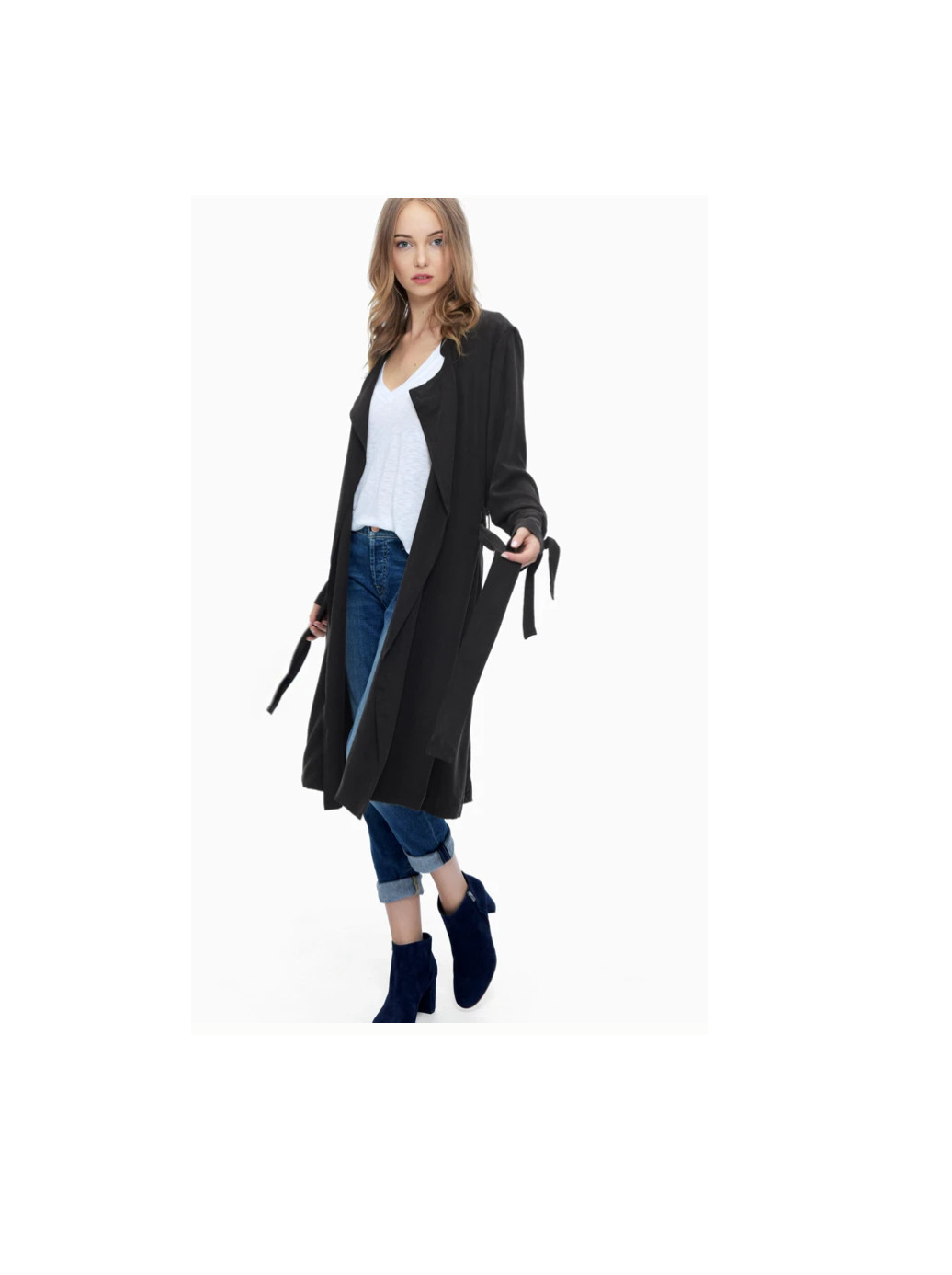 NWT Splendid Women’s Sandwash Twill Drape Trench Coat Black Size M $180 V219