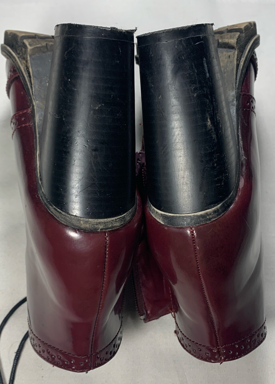 BAMBOO Bootie Sz 7 Tracker Plum Man Made Material Lace Up