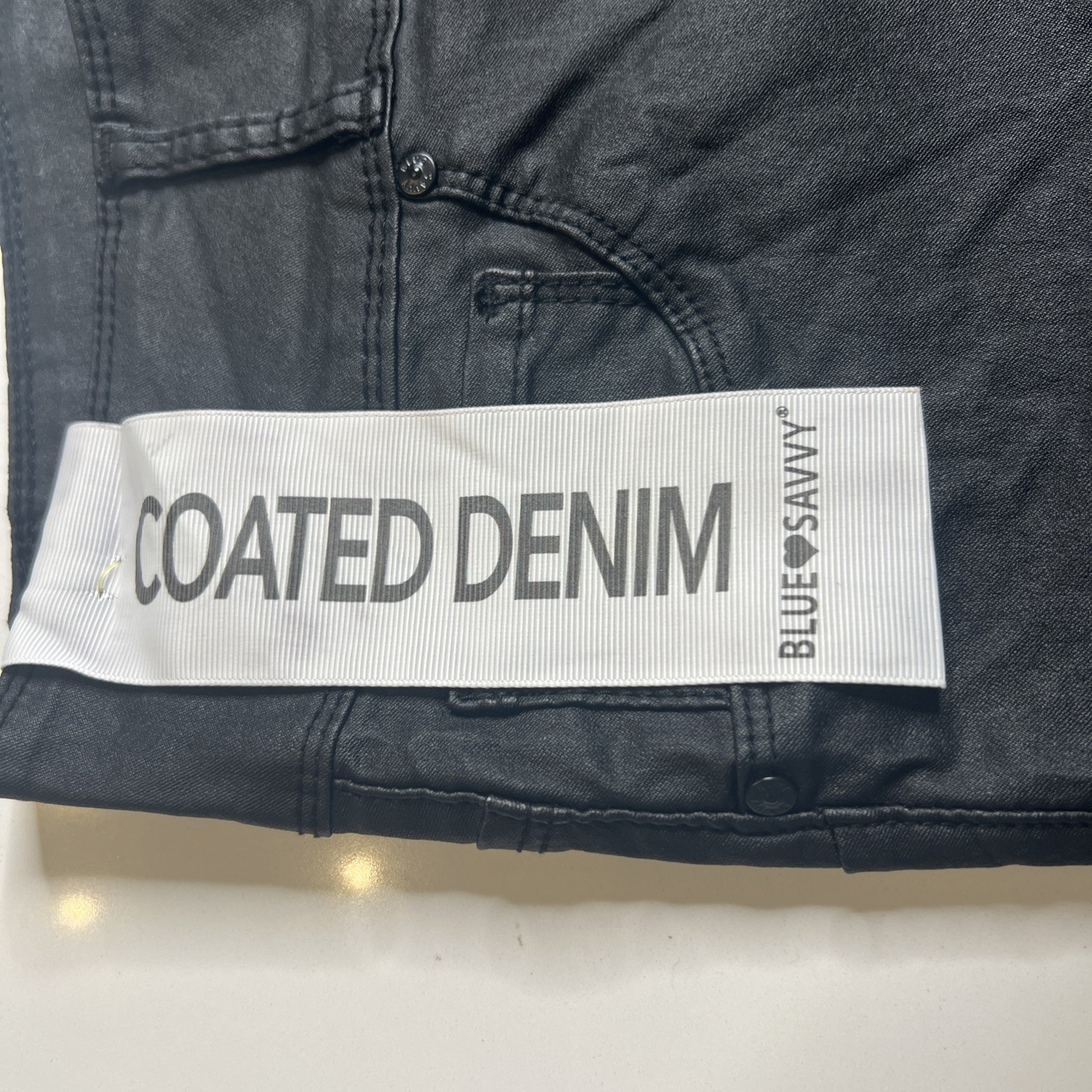 Juniors Blue Savvy Denim Stretchy Jeans 17/33 Coated Denim #834
