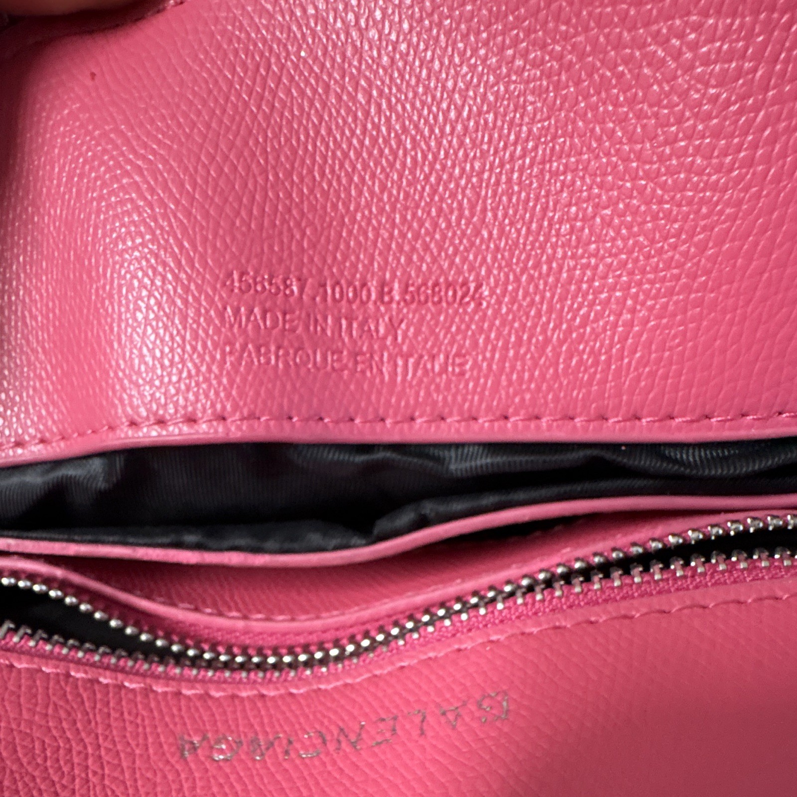 Balenciaga Pink Logo Satchel Top Handle Bag Zip Closure Detachable Strap Silver