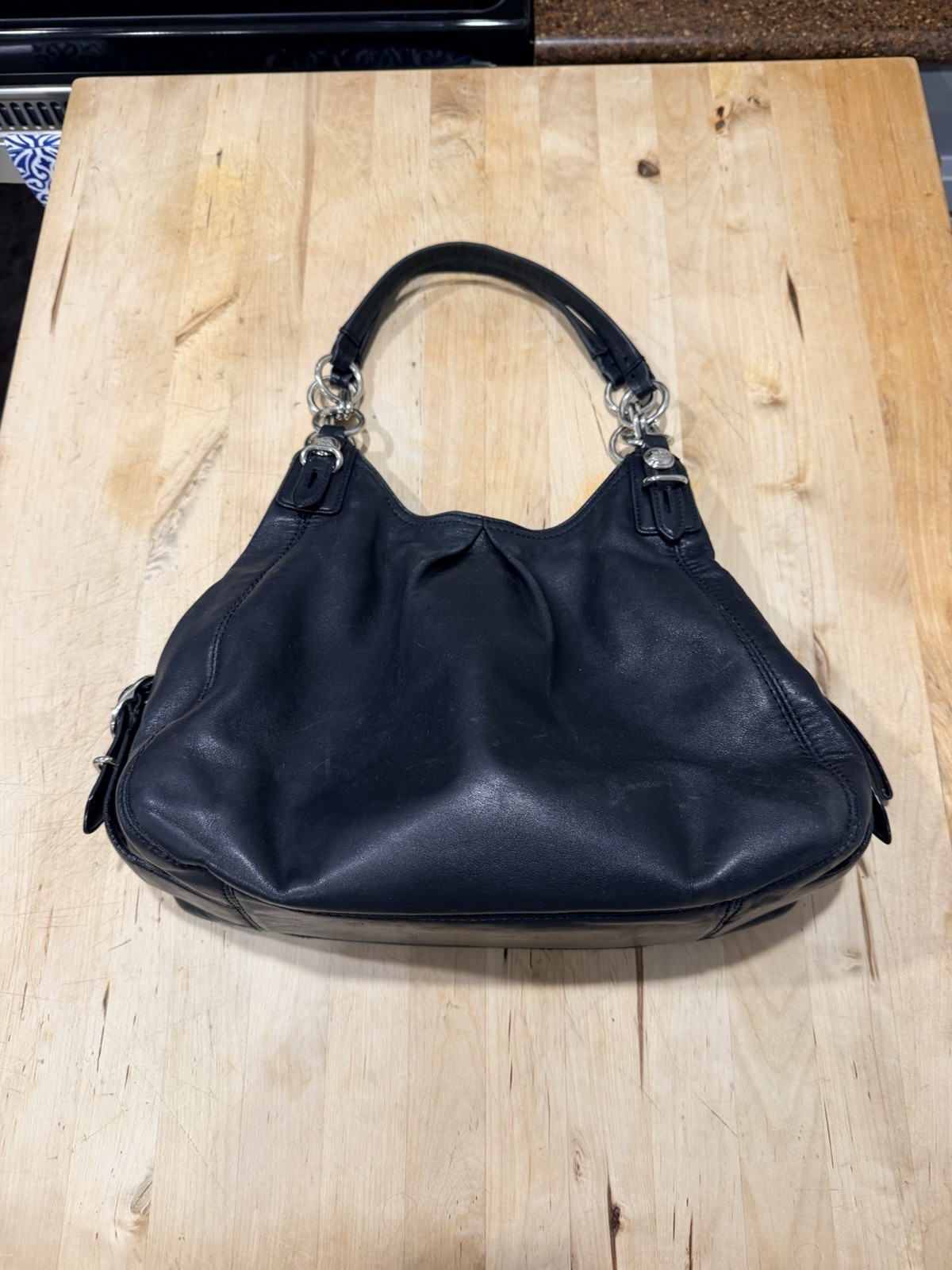 Vintage COACH Madison Mia Maggie Black Leather Shoulder Hobo Bag Large 15742
