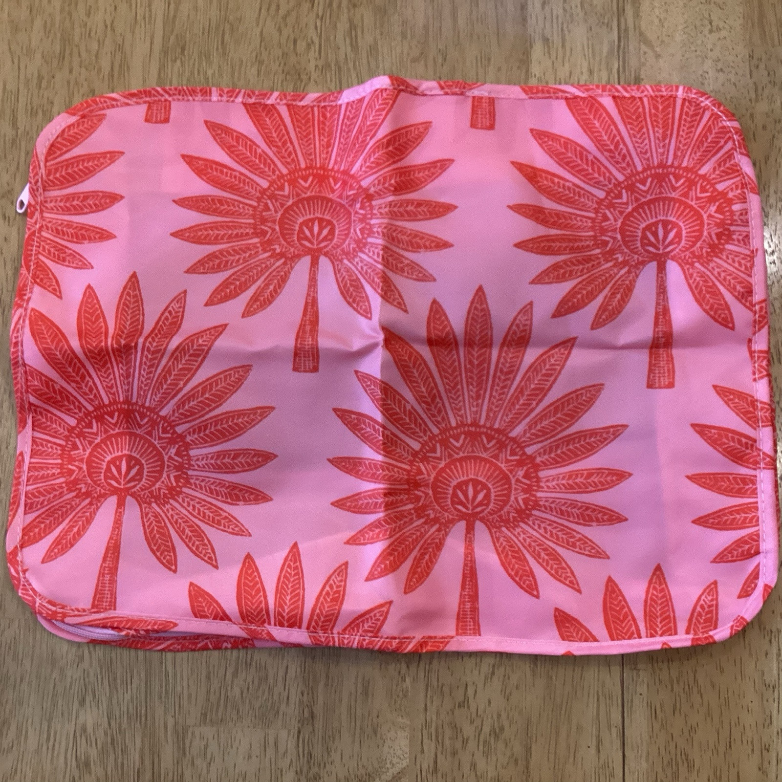Spartina 449 6-piece Packing Cubes Palmetto Frond Print NWT Pink Red