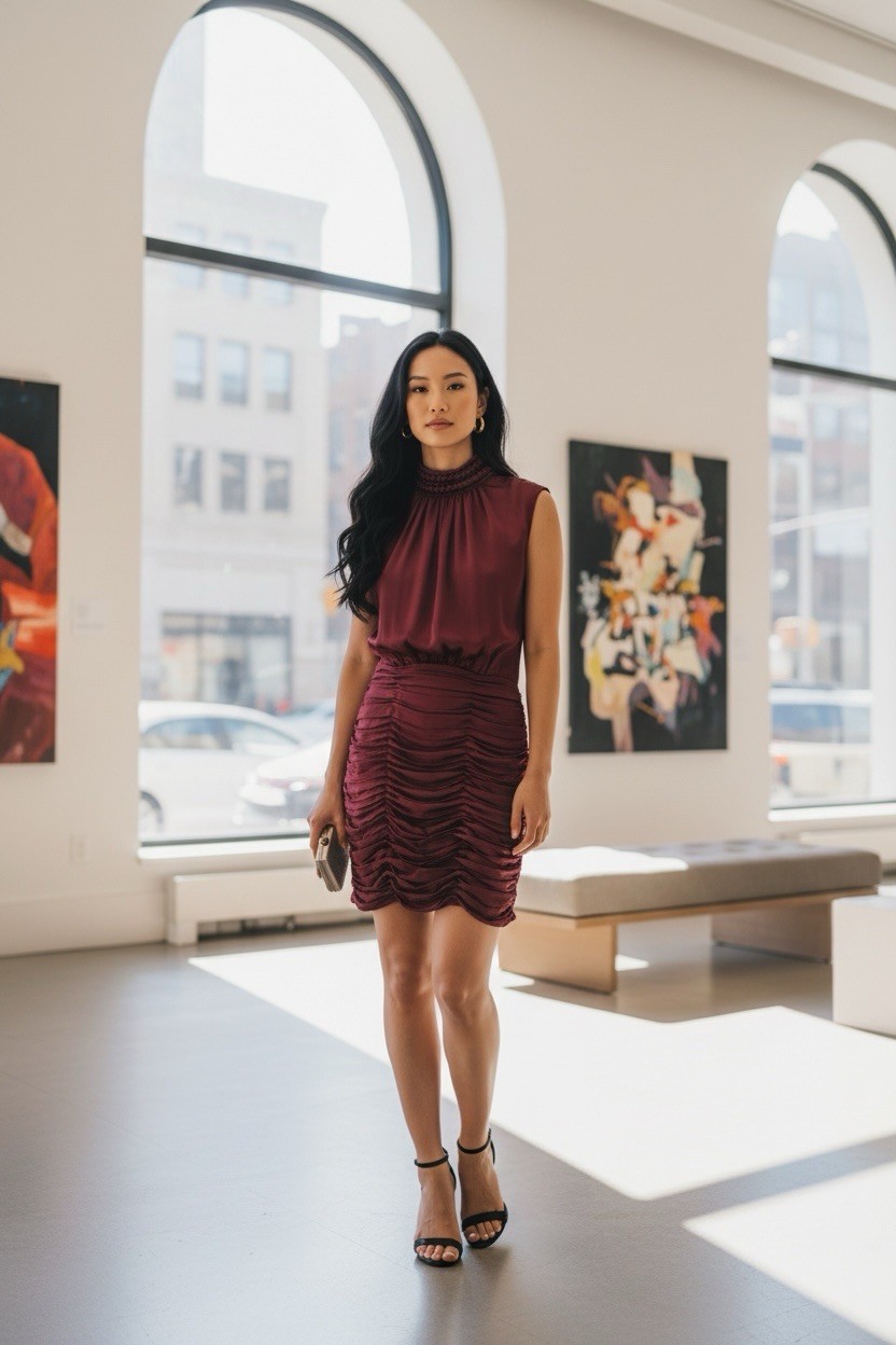 NWT Women’s Ramy Brook Emersyn Cocktail Dress Size 4 Burgundy