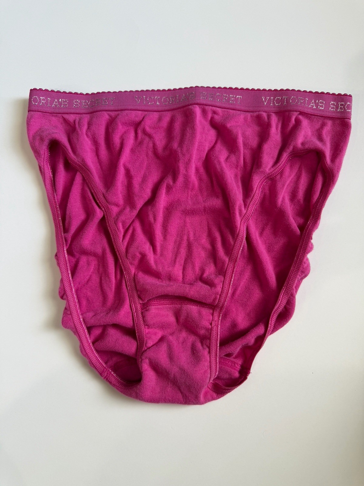 RARE – Vintage Victoria Secret Pink Cotton Panty Hi-Cut X-Large Logo Waistband