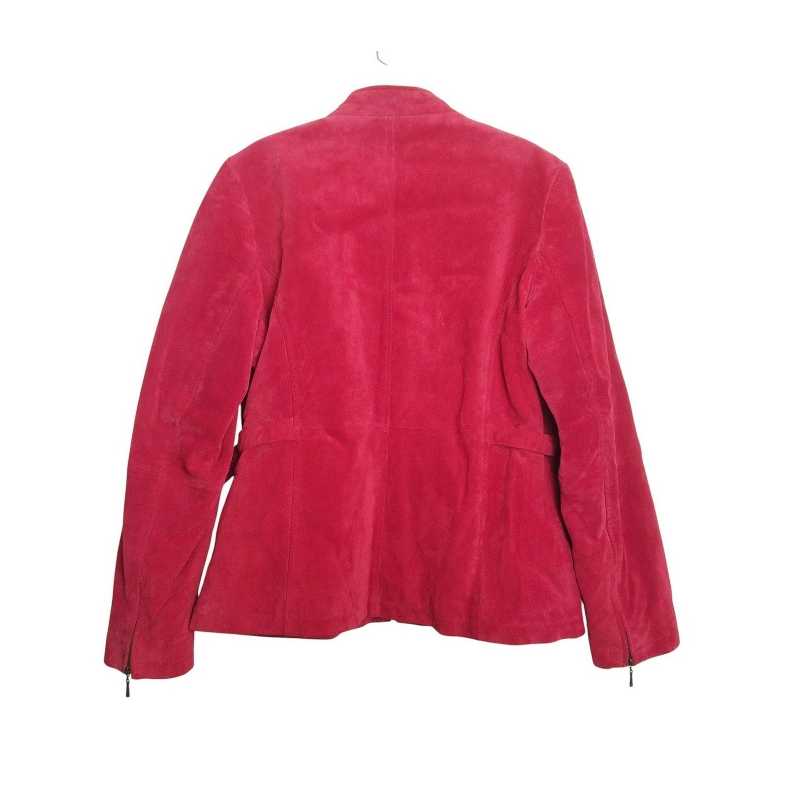 Relativity Red Genuine Suede Leather Zip Mock Neck Jacket M Moto Chic Streetwear