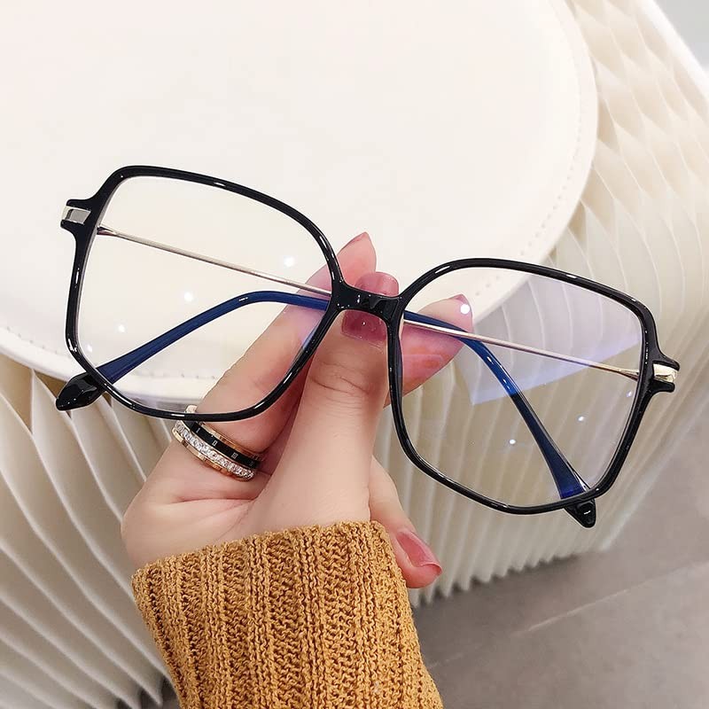 Teumire Oversized Square Blue Light Blocking Glasses for 54-53-140, Black