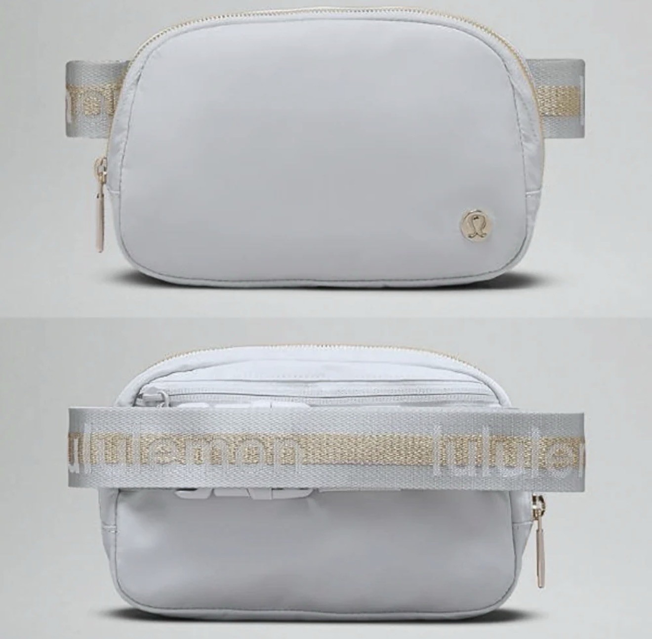 lululemon Gray Belt Bag Adjustable Strap Zip Closure Logo Zipper Accents Women