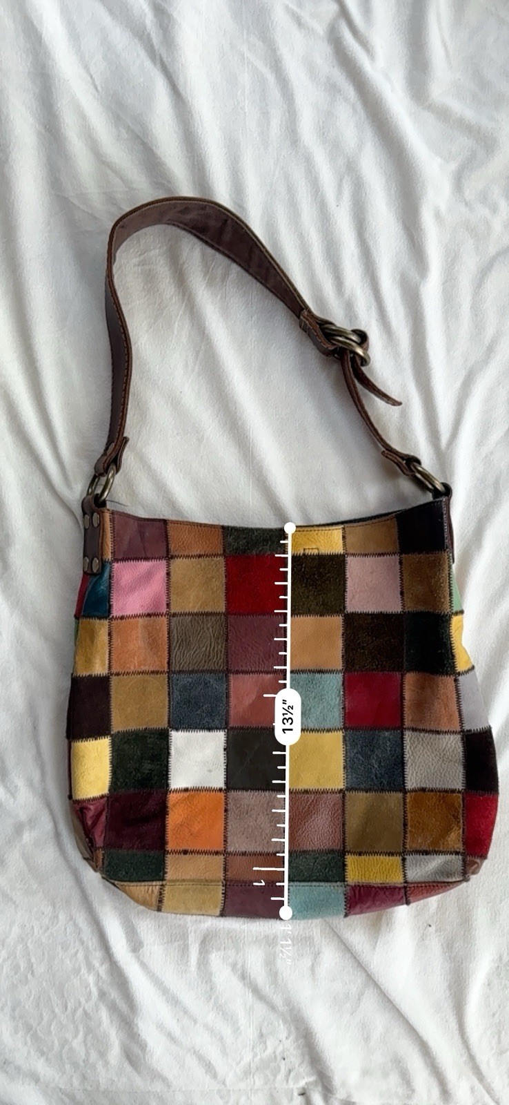 Rare “Ugly Betty” Lucky Brand Patchwork Hobo Leather Bag Y2K Multicolor