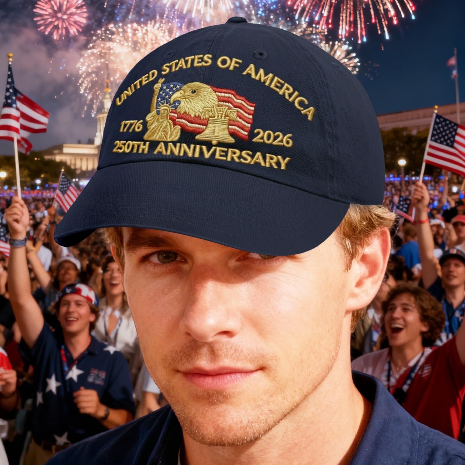 Embroidered United States 250th Anniversary Hat – 250 Years Anniversary USA T…