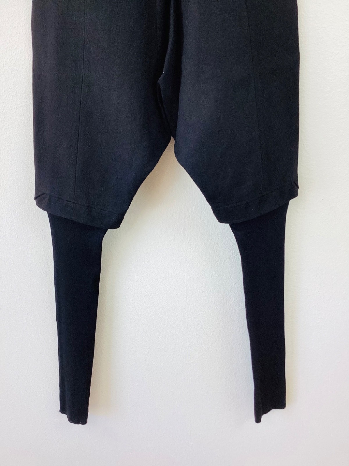 MA JULIUS Black WOOL & Linen DROP CROTCH Shorts Over LEGGINGS Pants 3