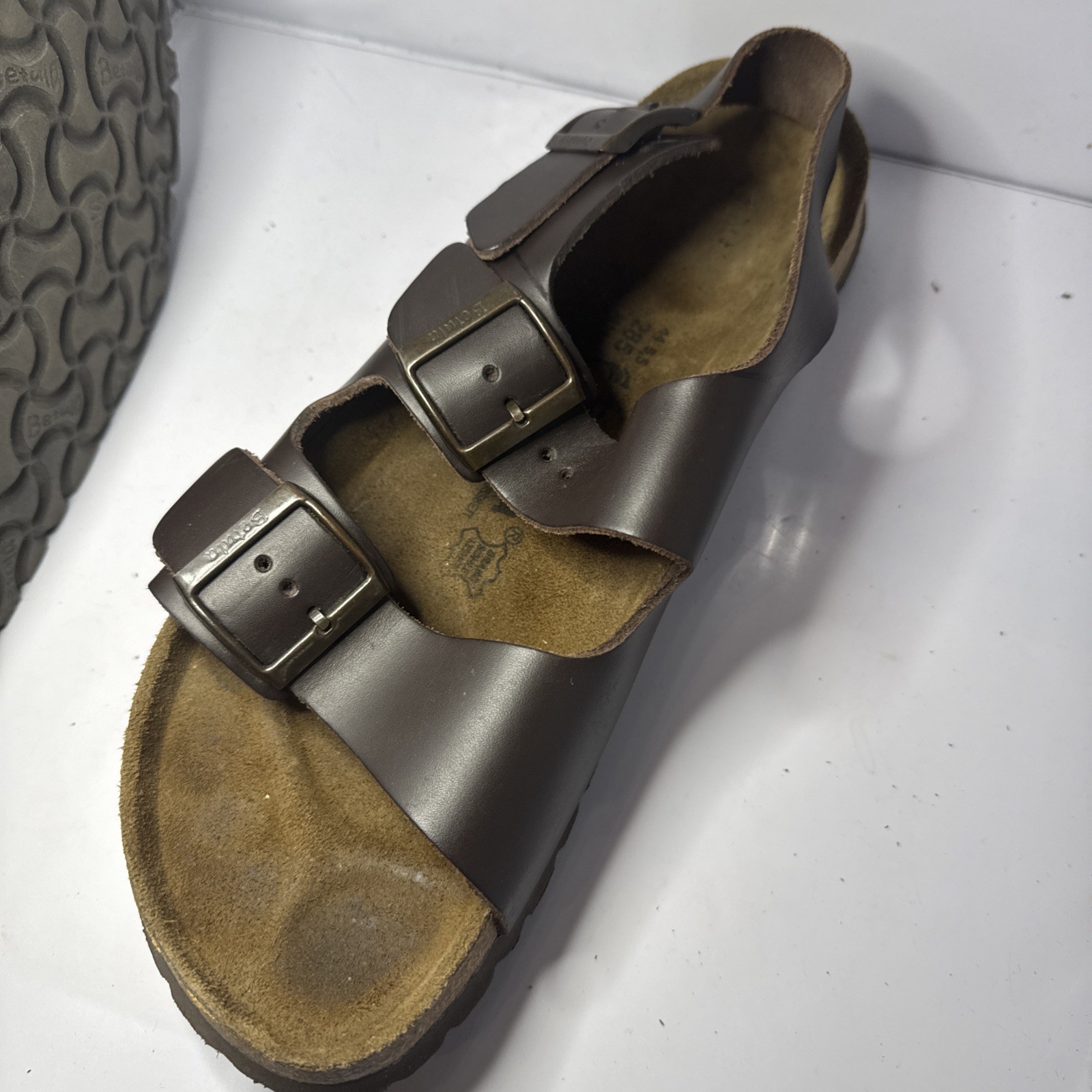 Betula Birkenstock 285 Double Strap Sandals EU 44 9.5 M11 Dark Brown w/Backstrap