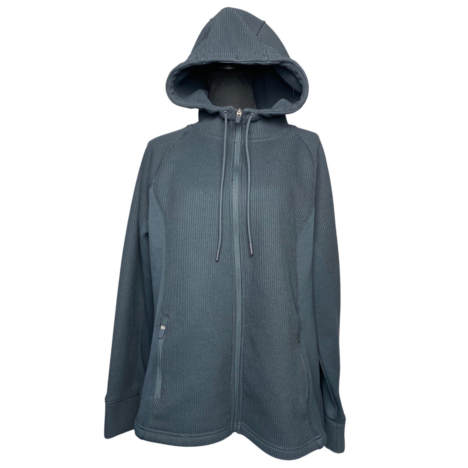 Swiss Tech Mens XL Gray Full Zip Ribbed Fleece Lined Hooded Jacket Greystone