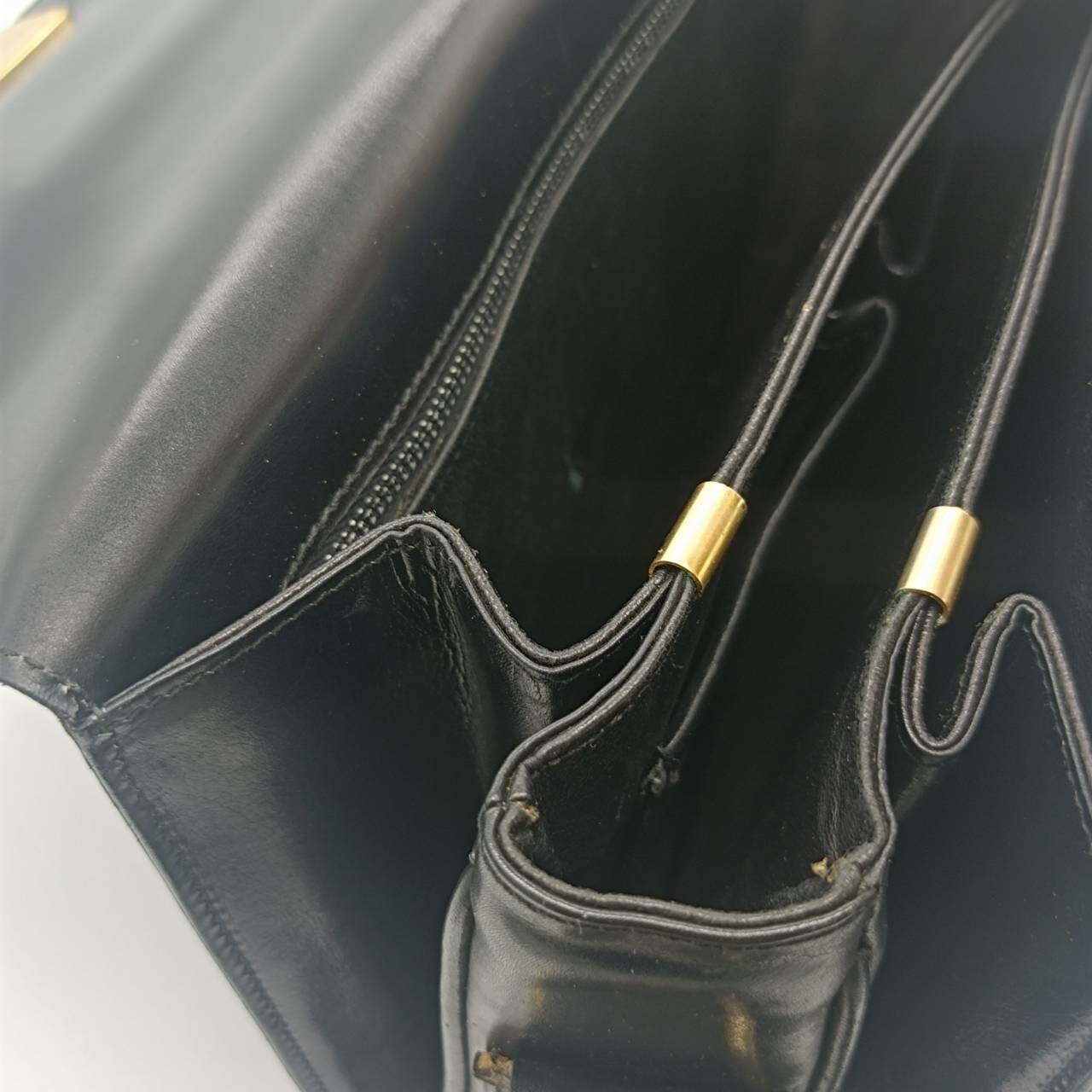 CELINE Leather Shoulder Bag Horse Carriage Gold Metal