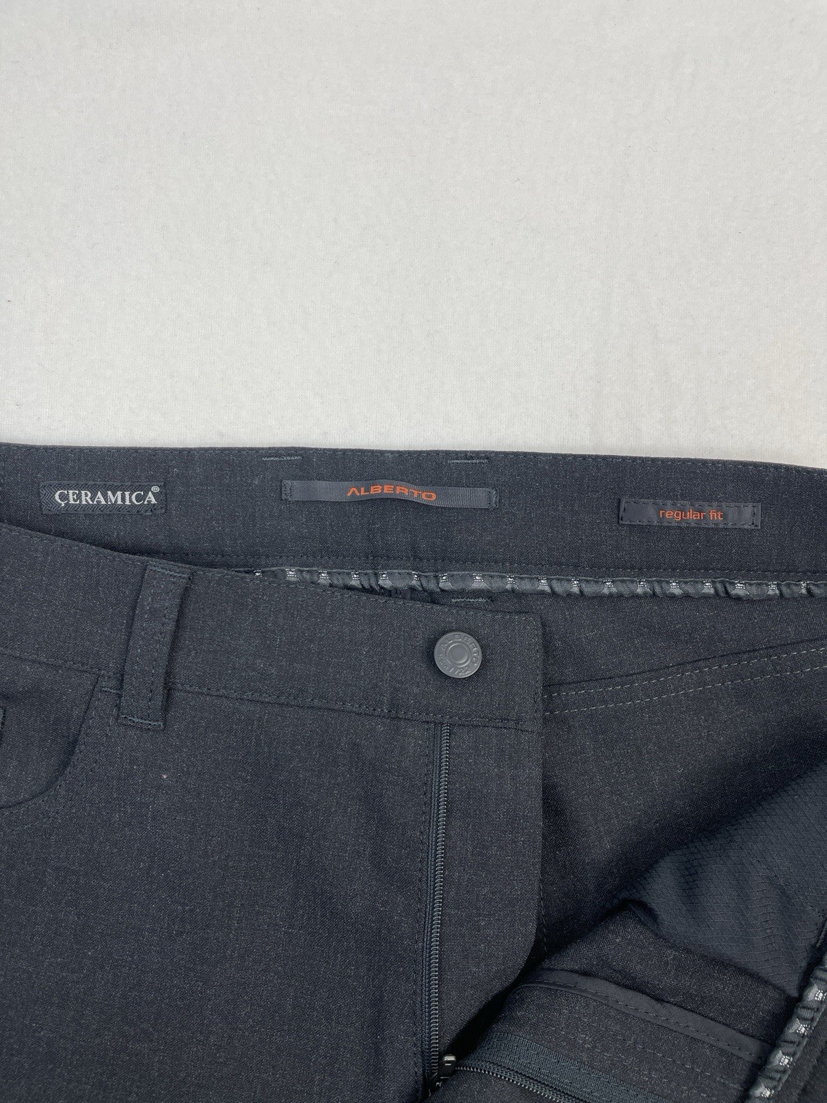 Alberto Regular Fit Ceramica Pants Mens 34×29 Stone Grey Trousers EUC
