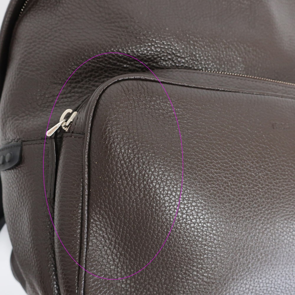 TOD’S Brown Leather Backpack Rucksack Italian Genuine Leather #M-4435