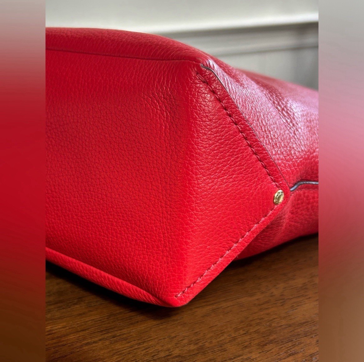 COACH Mini Abby Duffel Shoulder Crossbody Bag RED Pebble Leather