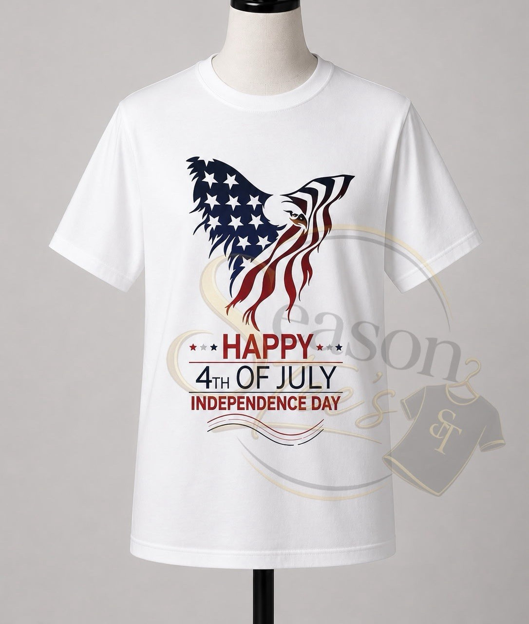 White Cotton 4th of July USA Patriotic Graphic Print Crew Neck T-Shirt XL