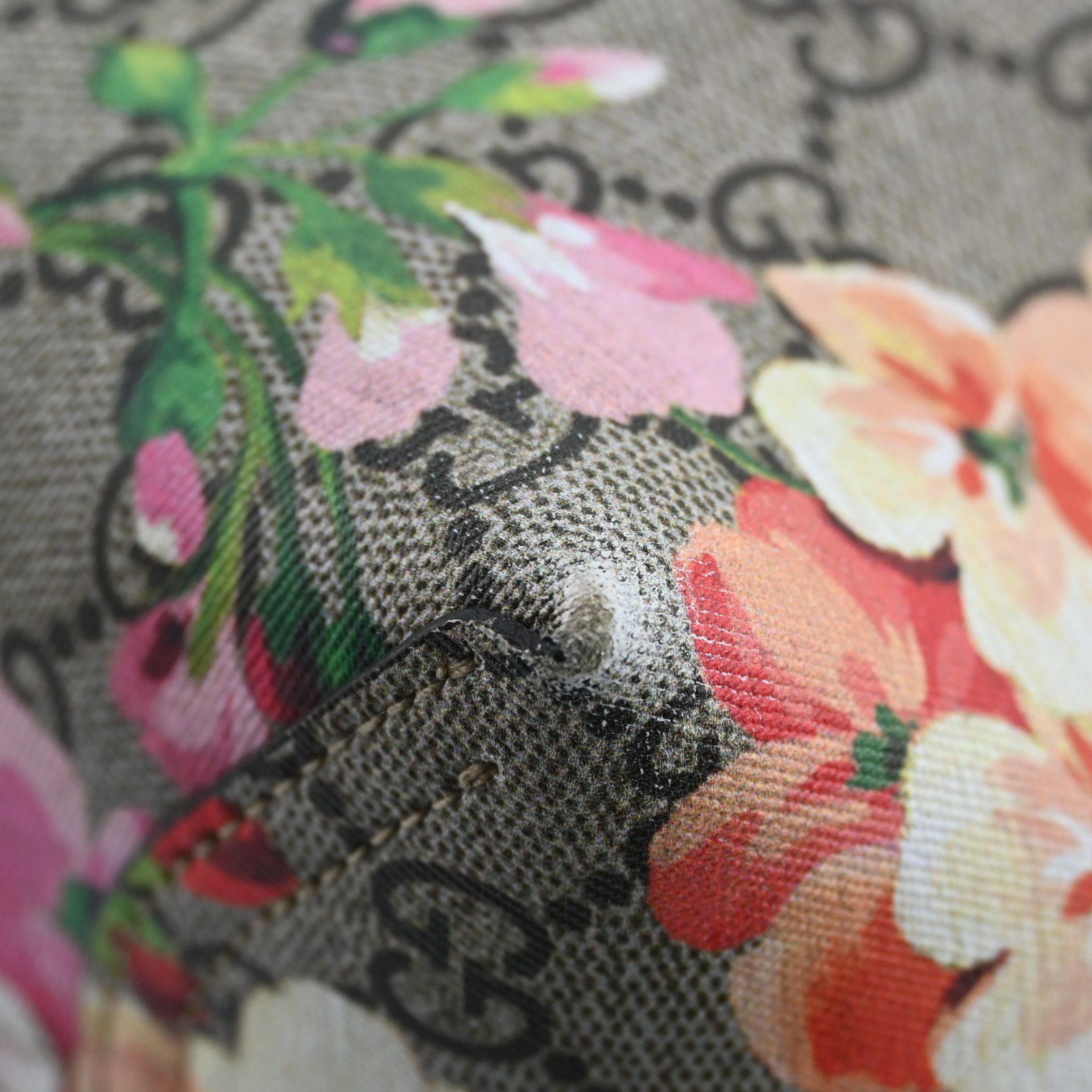 AUTH GUCCI Blooms Printed Tote Bag GG Reversible PVC Pink R3256RR808