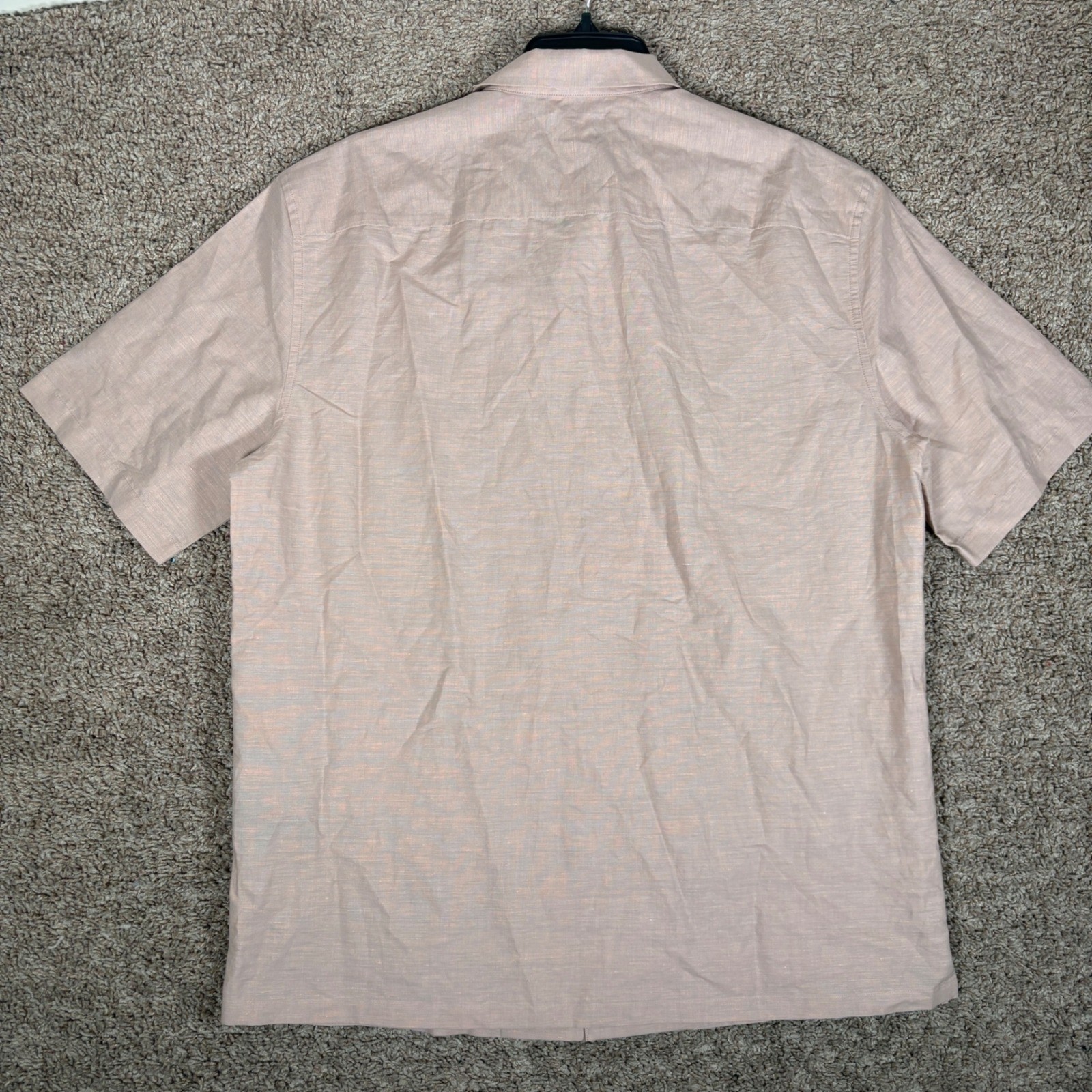 Theory Mens Daze Essential Linen Cotton Short Sleeve Button Down Shirt Pink L