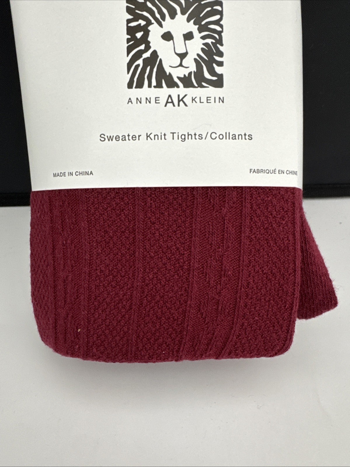 Anne Klein Sweater Knit Tights – Cotton Blend – Size Small/Medium – Wine – New