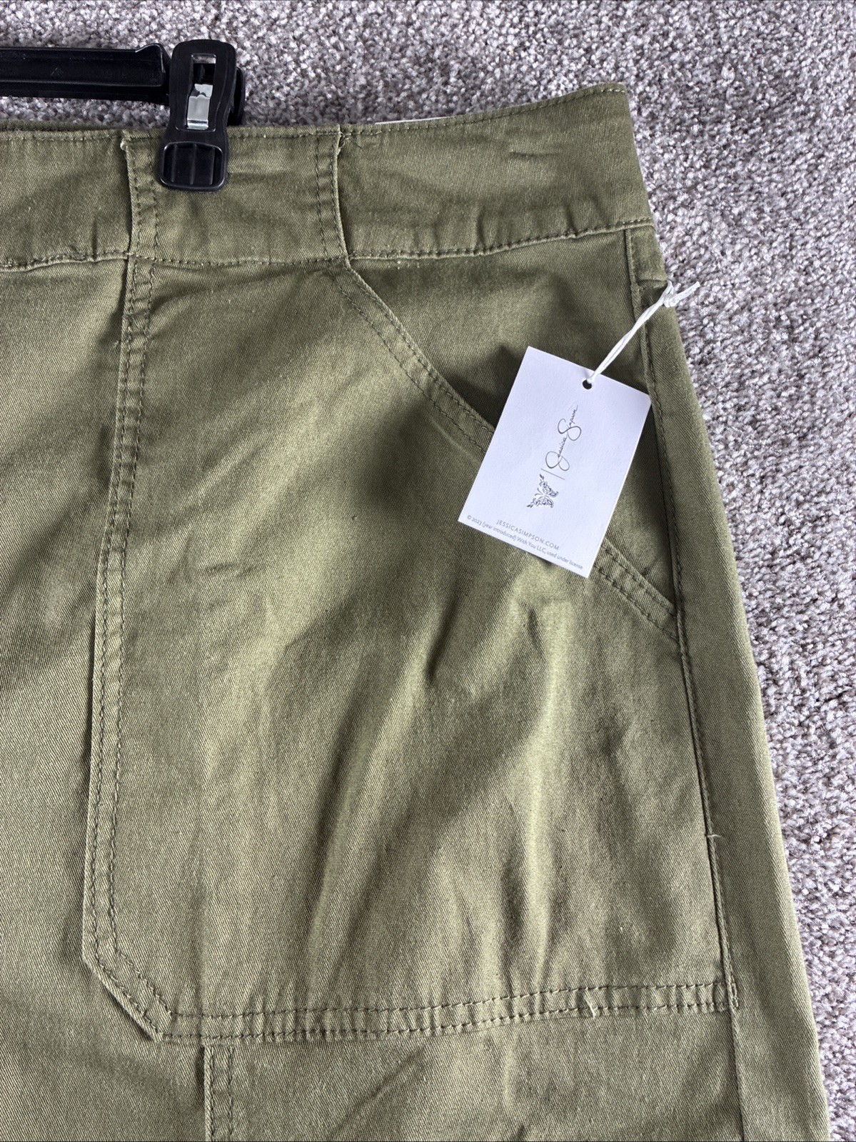 NEW Jessica Simpson Burnt Olive Green Cargo Adjustable Leg Pants, Sz 22W