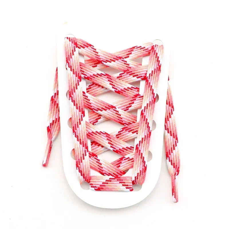 1 Pair Rainbow Shoelace Colorful Striped Shoe Laces for Woman Man Width 1CM Flat